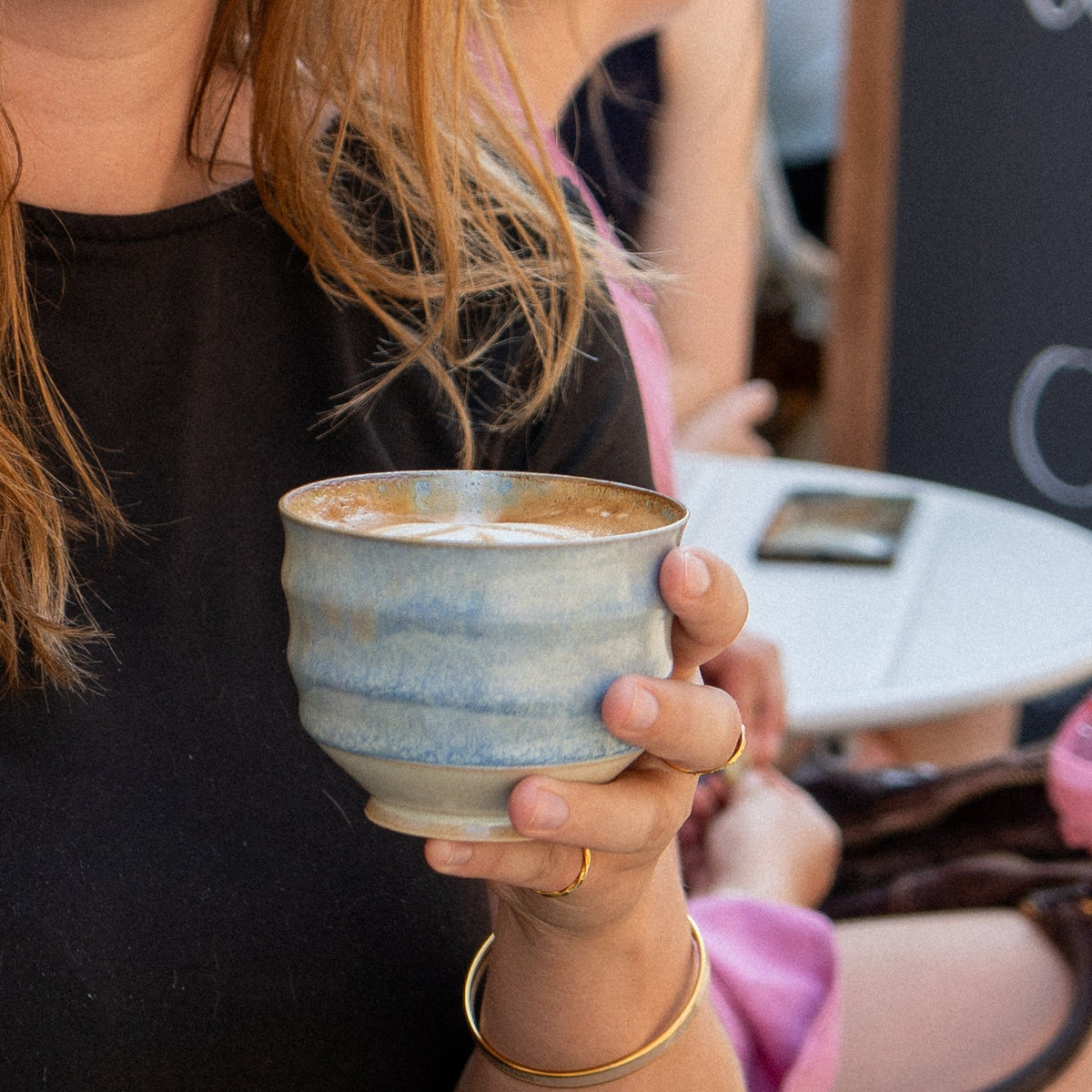 TORA cappuccino, himmelblå