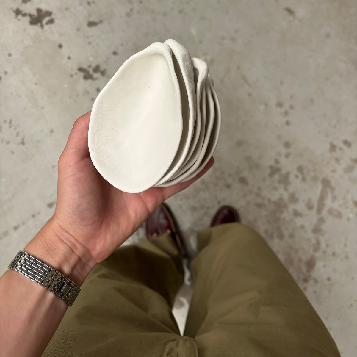 Porcelæns muslingeskal - hvid